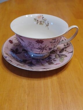 Grace Teaware Floral Pink Fine Porcelain Teacup & Saucer Set
